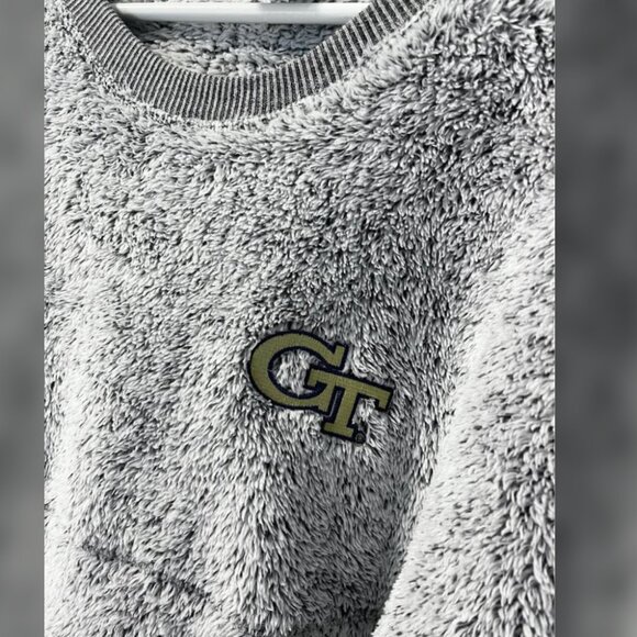 Georgia Tech Gray Teddy Sherpa Pullover Sweatshirt Adult size L - Picture 2 of 4